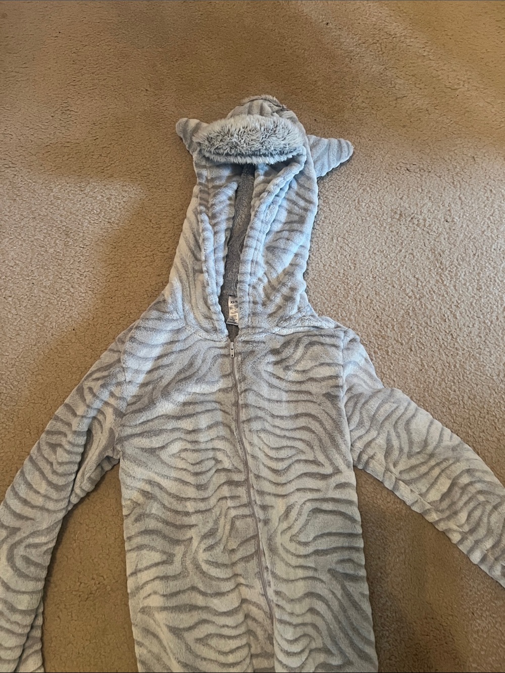George Light Gray Zebra-Print Plush Hooded Jacket